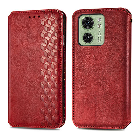 Funda de Cuero Cartera con Soporte Carcasa S01D para Motorola Moto Edge (2023) 5G Rojo