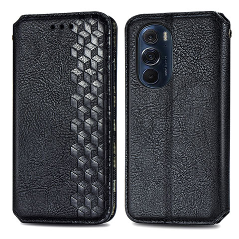 Funda de Cuero Cartera con Soporte Carcasa S01D para Motorola Moto Edge 30 Pro 5G Negro