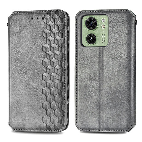 Funda de Cuero Cartera con Soporte Carcasa S01D para Motorola Moto Edge 40 5G Gris