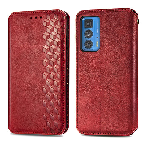 Funda de Cuero Cartera con Soporte Carcasa S01D para Motorola Moto Edge S Pro 5G Rojo