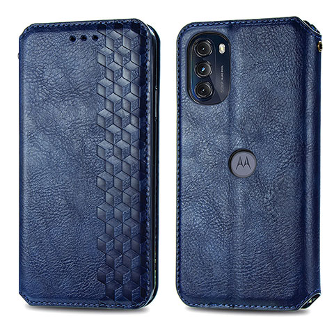 Funda de Cuero Cartera con Soporte Carcasa S01D para Motorola Moto G 5G (2022) Azul