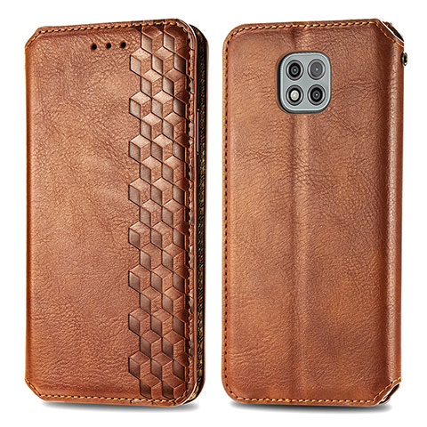 Funda de Cuero Cartera con Soporte Carcasa S01D para Motorola Moto G Power (2021) Marron