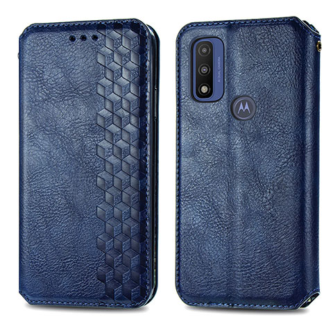 Funda de Cuero Cartera con Soporte Carcasa S01D para Motorola Moto G Pure Azul