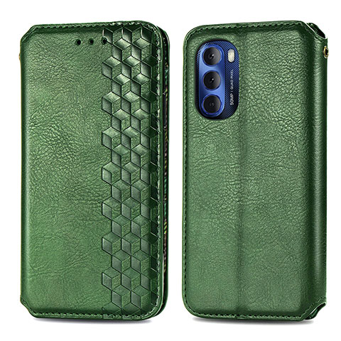 Funda de Cuero Cartera con Soporte Carcasa S01D para Motorola Moto G Stylus (2022) 5G Verde