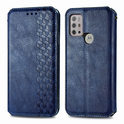 Funda de Cuero Cartera con Soporte Carcasa S01D para Motorola Moto G10 Power Azul