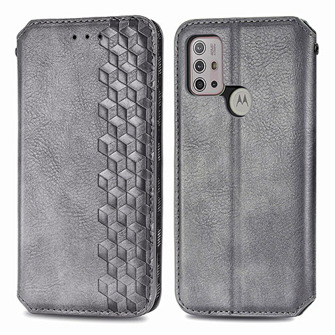 Funda de Cuero Cartera con Soporte Carcasa S01D para Motorola Moto G10 Power Gris