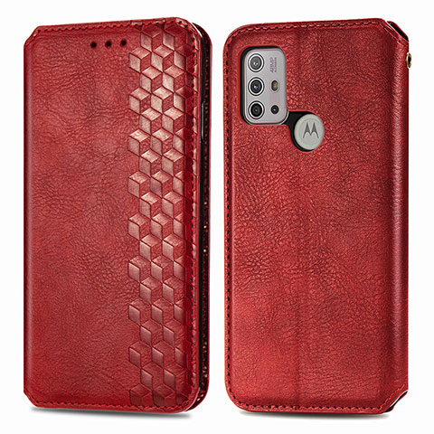 Funda de Cuero Cartera con Soporte Carcasa S01D para Motorola Moto G10 Rojo