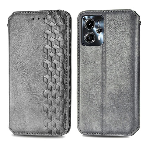 Funda de Cuero Cartera con Soporte Carcasa S01D para Motorola Moto G23 Gris