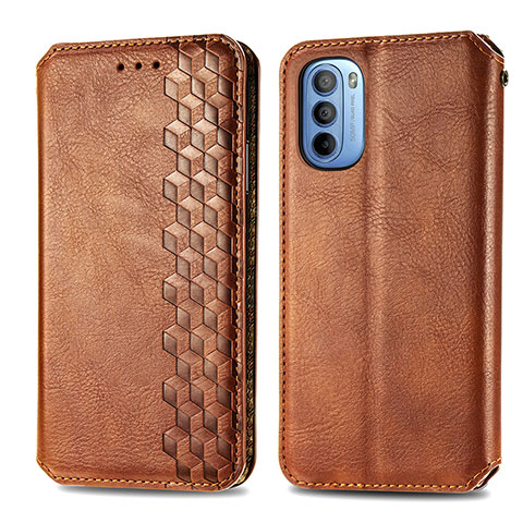 Funda de Cuero Cartera con Soporte Carcasa S01D para Motorola Moto G31 Marron