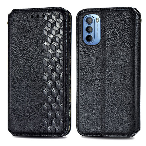 Funda de Cuero Cartera con Soporte Carcasa S01D para Motorola Moto G31 Negro