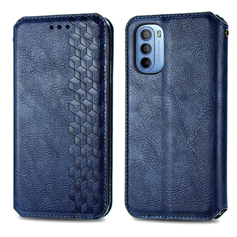 Funda de Cuero Cartera con Soporte Carcasa S01D para Motorola Moto G41 Azul