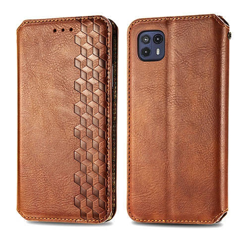 Funda de Cuero Cartera con Soporte Carcasa S01D para Motorola Moto G50 5G Marron