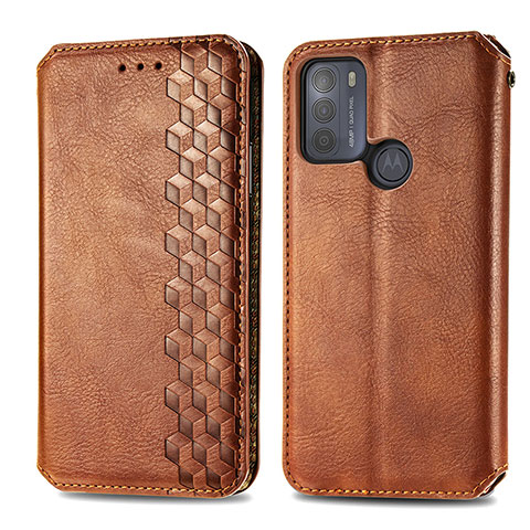 Funda de Cuero Cartera con Soporte Carcasa S01D para Motorola Moto G50 Marron