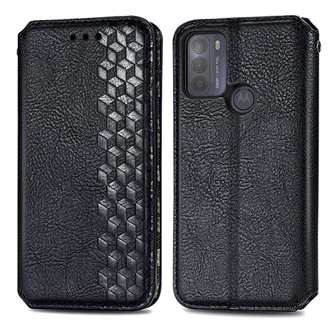 Funda de Cuero Cartera con Soporte Carcasa S01D para Motorola Moto G50 Negro