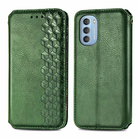 Funda de Cuero Cartera con Soporte Carcasa S01D para Motorola Moto G51 5G Verde