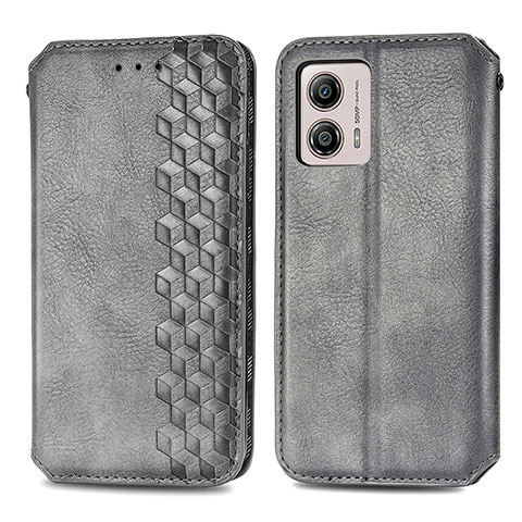 Funda de Cuero Cartera con Soporte Carcasa S01D para Motorola Moto G53 5G Gris