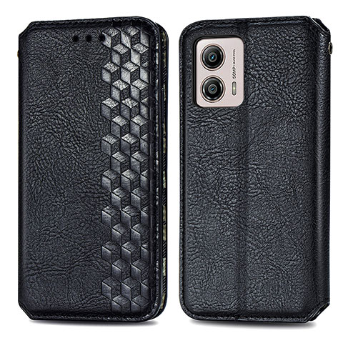 Funda de Cuero Cartera con Soporte Carcasa S01D para Motorola Moto G53 5G Negro