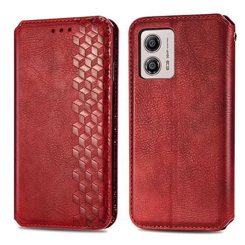 Funda de Cuero Cartera con Soporte Carcasa S01D para Motorola Moto G53 5G Rojo