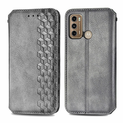 Funda de Cuero Cartera con Soporte Carcasa S01D para Motorola Moto G60 Gris