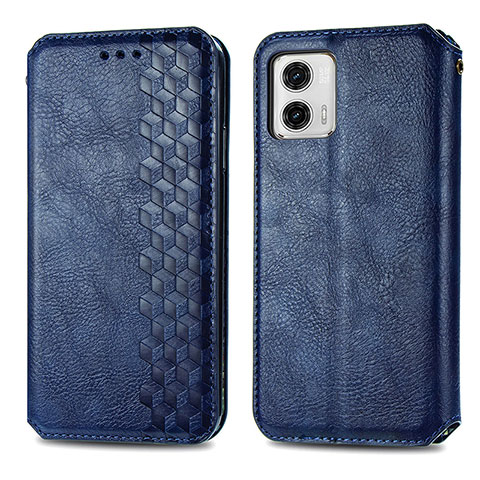 Funda de Cuero Cartera con Soporte Carcasa S01D para Motorola Moto G73 5G Azul