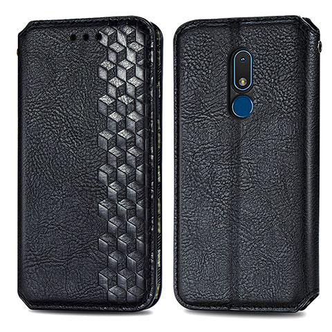 Funda de Cuero Cartera con Soporte Carcasa S01D para Nokia C3 Negro