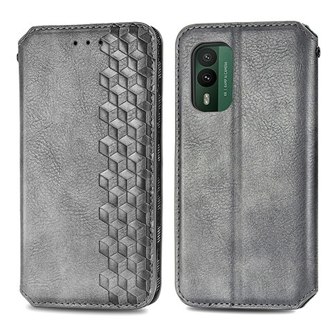 Funda de Cuero Cartera con Soporte Carcasa S01D para Nokia XR21 Gris