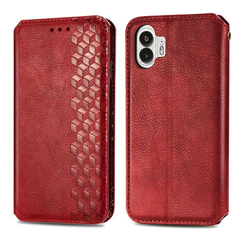 Funda de Cuero Cartera con Soporte Carcasa S01D para Nothing Phone 2 Rojo