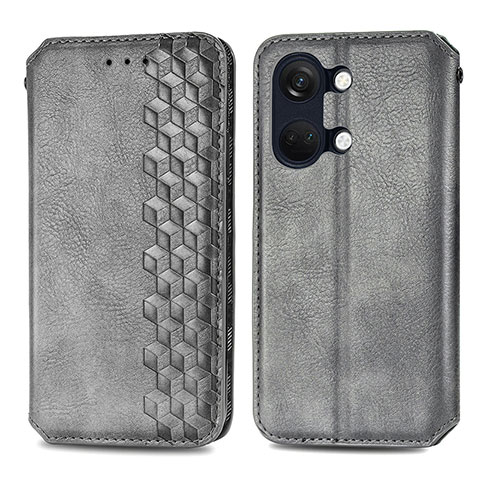 Funda de Cuero Cartera con Soporte Carcasa S01D para OnePlus Ace 2V 5G Gris