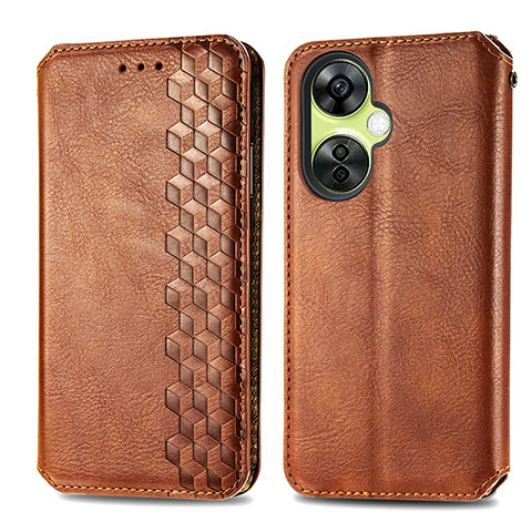 Funda de Cuero Cartera con Soporte Carcasa S01D para OnePlus Nord CE 3 5G Marron