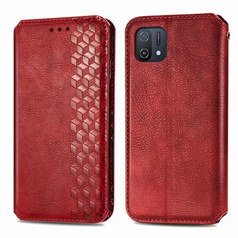 Funda de Cuero Cartera con Soporte Carcasa S01D para Oppo A16e Rojo