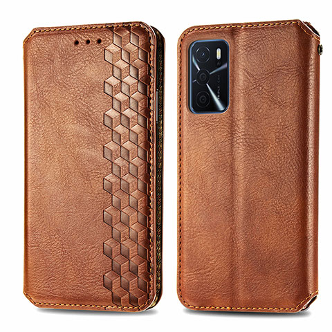 Funda de Cuero Cartera con Soporte Carcasa S01D para Oppo A16s Marron