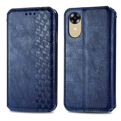 Funda de Cuero Cartera con Soporte Carcasa S01D para Oppo A17K Azul