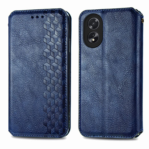 Funda de Cuero Cartera con Soporte Carcasa S01D para Oppo A18 Azul