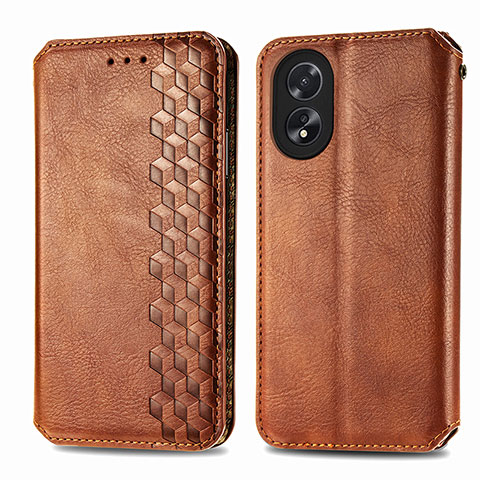 Funda de Cuero Cartera con Soporte Carcasa S01D para Oppo A18 Marron