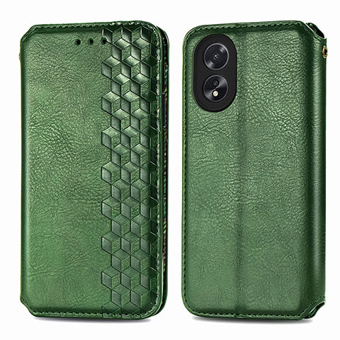 Funda de Cuero Cartera con Soporte Carcasa S01D para Oppo A18 Verde