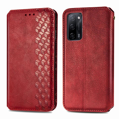 Funda de Cuero Cartera con Soporte Carcasa S01D para Oppo A53s 5G Rojo