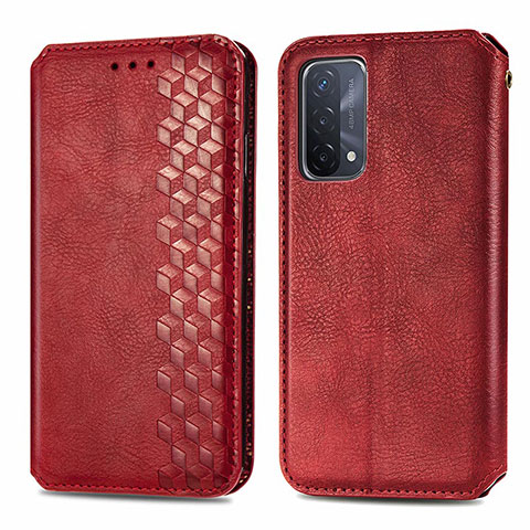 Funda de Cuero Cartera con Soporte Carcasa S01D para Oppo A54 5G Rojo