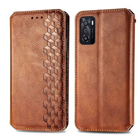 Funda de Cuero Cartera con Soporte Carcasa S01D para Oppo A55S 5G Marron