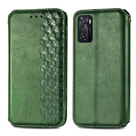 Funda de Cuero Cartera con Soporte Carcasa S01D para Oppo A55S 5G Verde