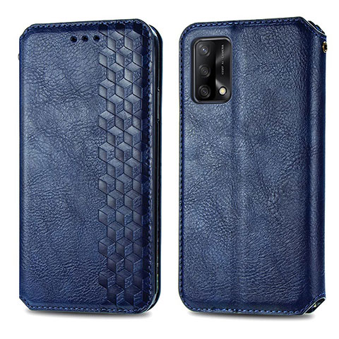 Funda de Cuero Cartera con Soporte Carcasa S01D para Oppo A74 4G Azul