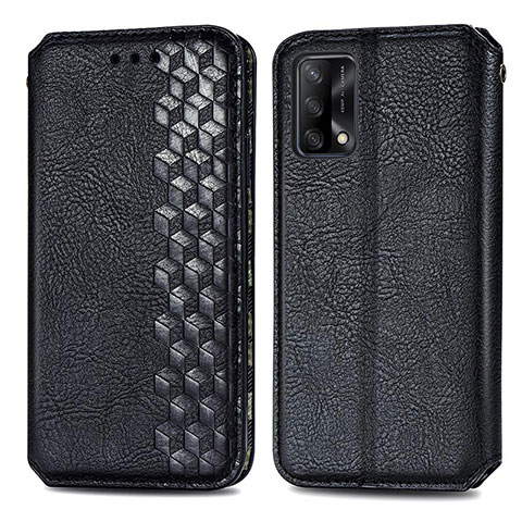 Funda de Cuero Cartera con Soporte Carcasa S01D para Oppo A74 4G Negro