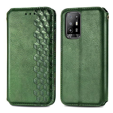 Funda de Cuero Cartera con Soporte Carcasa S01D para Oppo A94 5G Verde