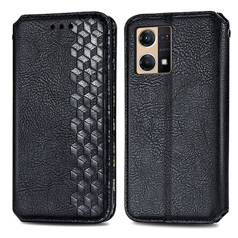 Funda de Cuero Cartera con Soporte Carcasa S01D para Oppo F21 Pro 4G Negro