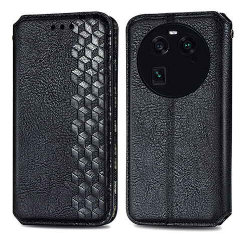 Funda de Cuero Cartera con Soporte Carcasa S01D para Oppo Find X6 5G Negro