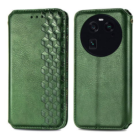 Funda de Cuero Cartera con Soporte Carcasa S01D para Oppo Find X6 5G Verde