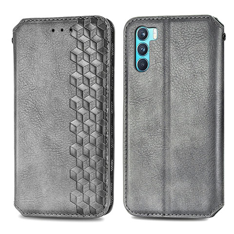 Funda de Cuero Cartera con Soporte Carcasa S01D para Oppo K9 Pro 5G Gris