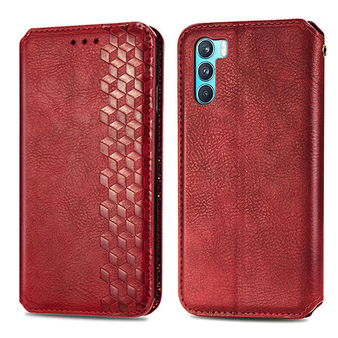 Funda de Cuero Cartera con Soporte Carcasa S01D para Oppo K9 Pro 5G Rojo