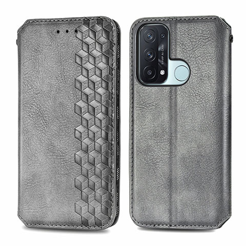 Funda de Cuero Cartera con Soporte Carcasa S01D para Oppo Reno5 A Gris