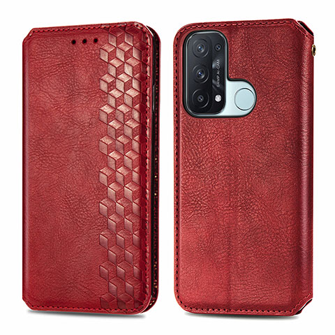 Funda de Cuero Cartera con Soporte Carcasa S01D para Oppo Reno5 A Rojo