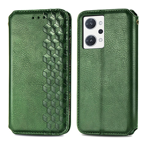 Funda de Cuero Cartera con Soporte Carcasa S01D para Oppo Reno7 A Verde